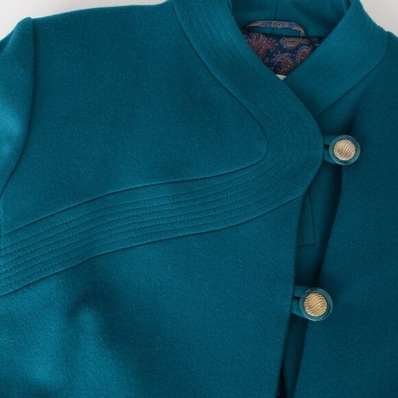 Teal Long Women's Coat - Picture 12 of 12